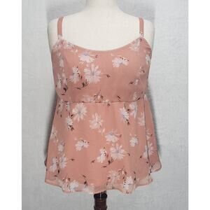 Torrid 14 16 Pink Floral Smocked Tank Top Flowy Boho Fairycore Babydoll